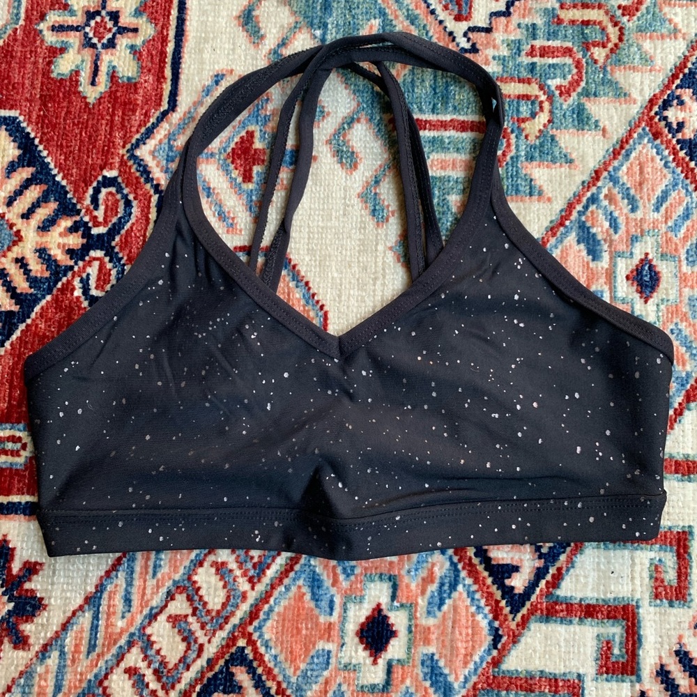 Beyond Yoga Strappy Sports Bra - Black/Metallic Fleck - S